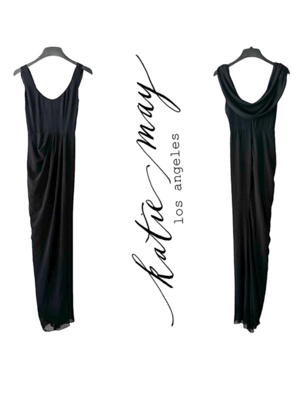 Katie May Draped Gown Black Autumn wedding guest dress
